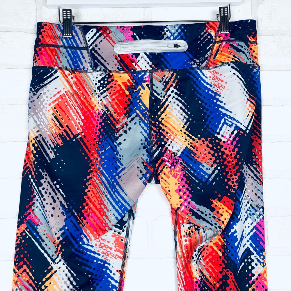 Athleta Be Free Crop Leggings Womens Multi Color Abstract Print Athletic Pants L - Picture 7 of 12